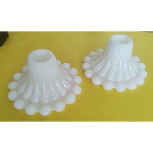 ANCHOR HOCKING Berwick BOOPIE Candle Holders set of 2 White Milk Glass